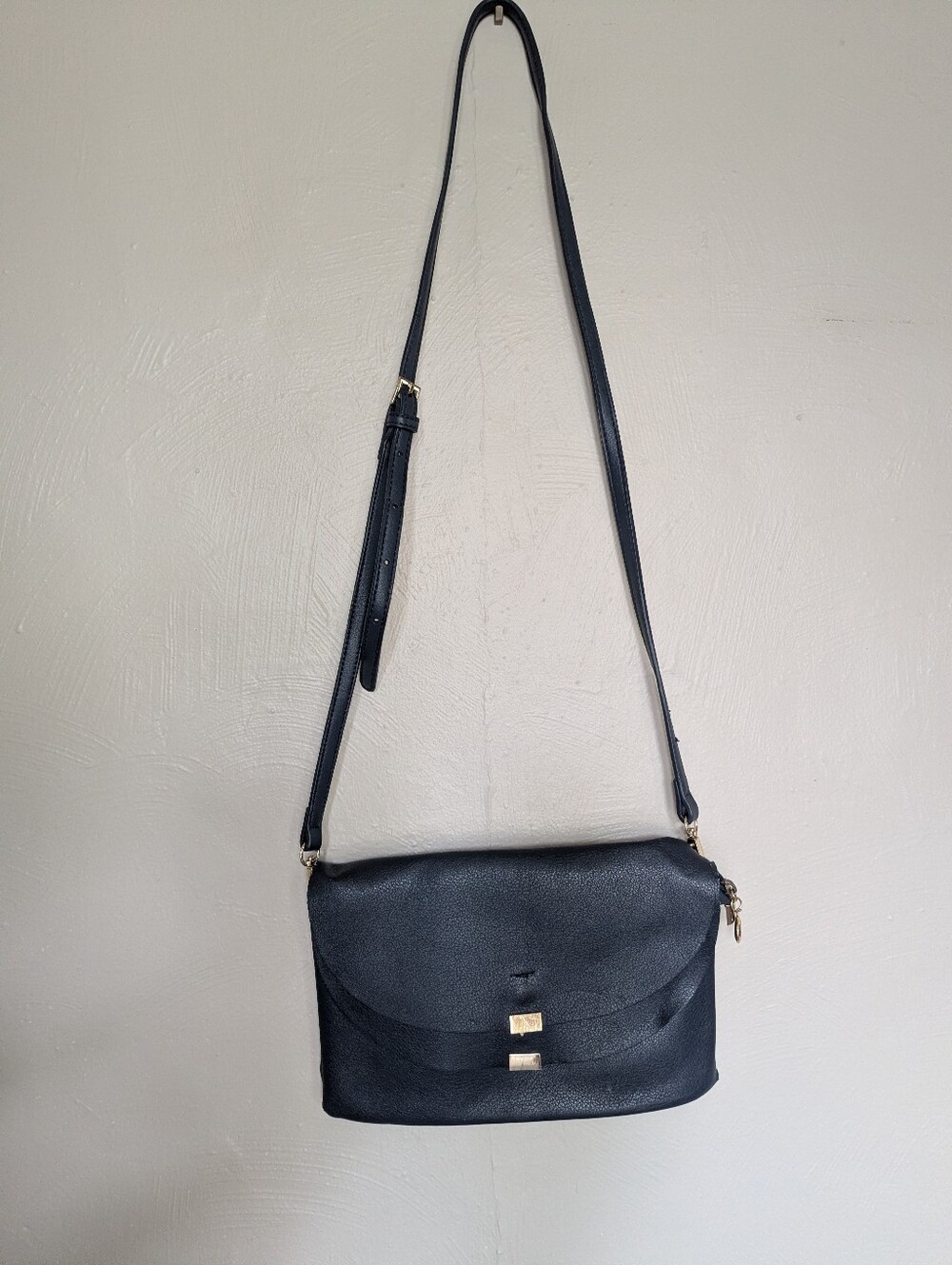 Navy Blue Leather Clutch